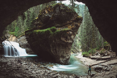 Scenic view of waterfall
