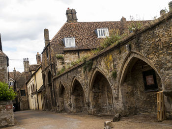 Exterior of town against sky