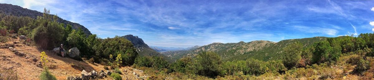 Panoramic view of mountains against sky