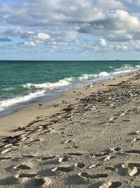 Scenic view of beach against sky
