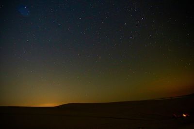 Scenic view of silhouette mountain against sky at night