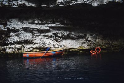 Red boat in water