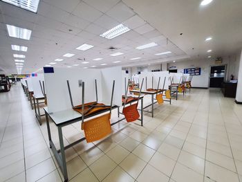 Empty seats in shopping mall