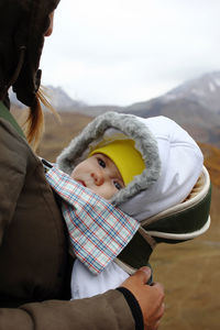 Portrait of cute girl wearing hat