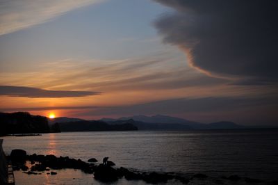 Scenic view of sunset over sea