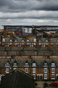 High angle view of townscape against sky