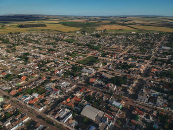 High angle view of buildings in city