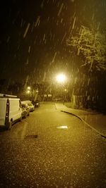 Illuminated street light at night