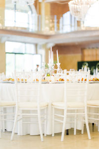 Chairs and tables in restaurant