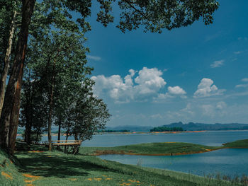 Scenic view of lake against sky