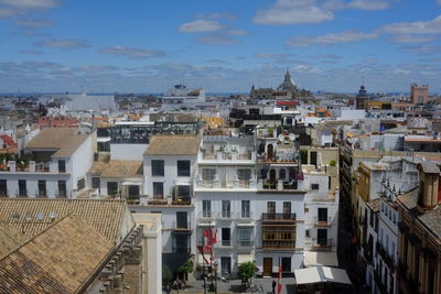 High angle view of townscape against sky