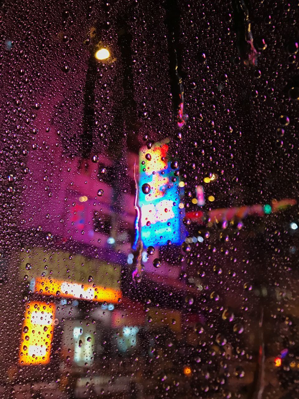 RAINDROPS ON GLASS WINDOW OF CAR