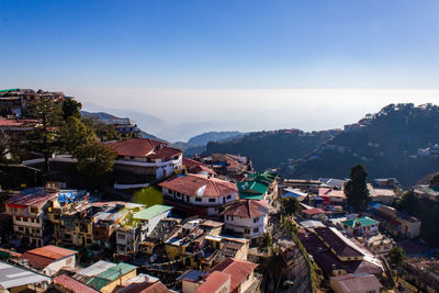 High angle view of townscape against sky