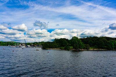 Landscape of lake windermere at lake district national park in united kingdom