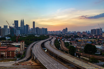 High angle view of city street