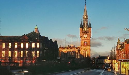 City street against blue sky