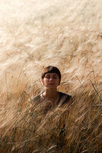 Portrait of boy in sunlight