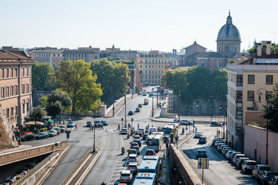 High angle view of traffic on road