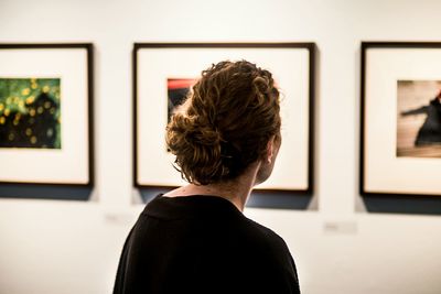 Rear view of man at home