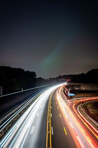Light trails on highway at night
