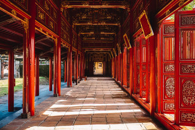 Empty corridor of vietnamese palace temple 