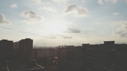 High angle view of cityscape against sky