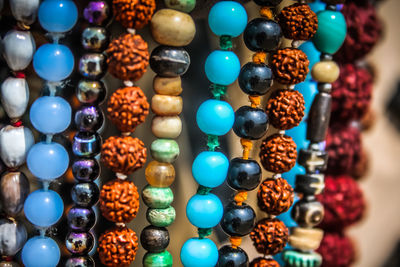Full frame shot of beads hanging for sale