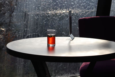 Close-up of empty coffee on table in restaurant