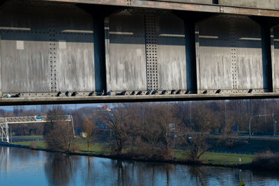 Reflection of bridge on river