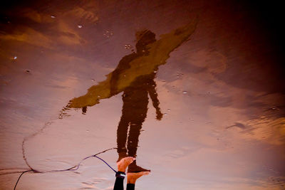 Close-up of reflection in water against sky