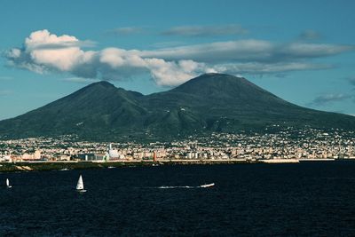 High angle view of vulcano vesuvio against sky