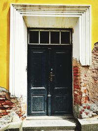 Closed door of house