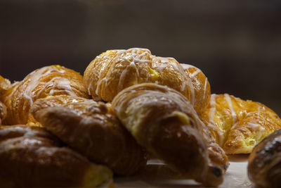 Close-up of breads on table