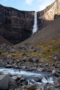 Scenic view of waterfall in forest