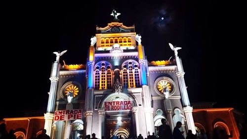 Low angle view of church at night