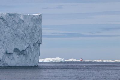 Scenic view of sea against sky during winter