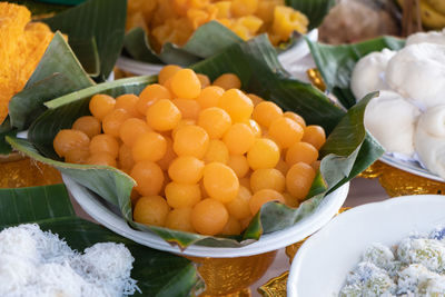 High angle view of fruits for sale in market