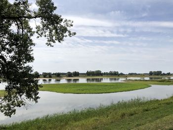 Scenic view of lake against sky