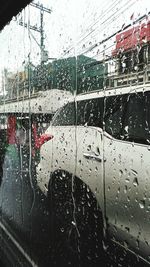 Close-up of raindrops on glass window