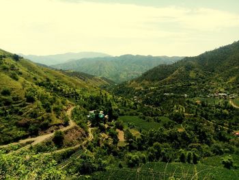 High angle view of landscape against sky