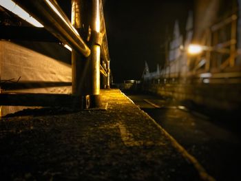 Surface level of illuminated street at night