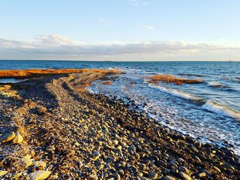 Scenic view of sea against clear sky