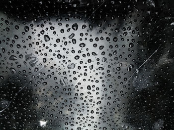 Full frame shot of raindrops on glass window