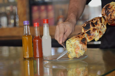 Close-up of food on table