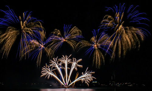 Firework display at night