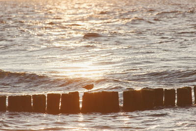 Sea waves rushing towards shore