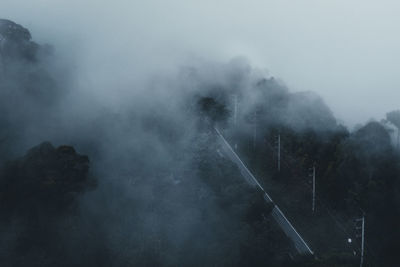 Smoke emitting from volcanic mountain