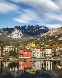 Snowcapped mountain against cloudy sky