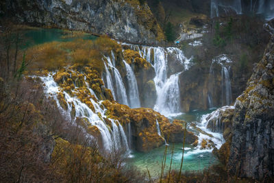 Scenic view of waterfall