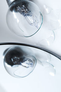 High angle view of drink in glass on table